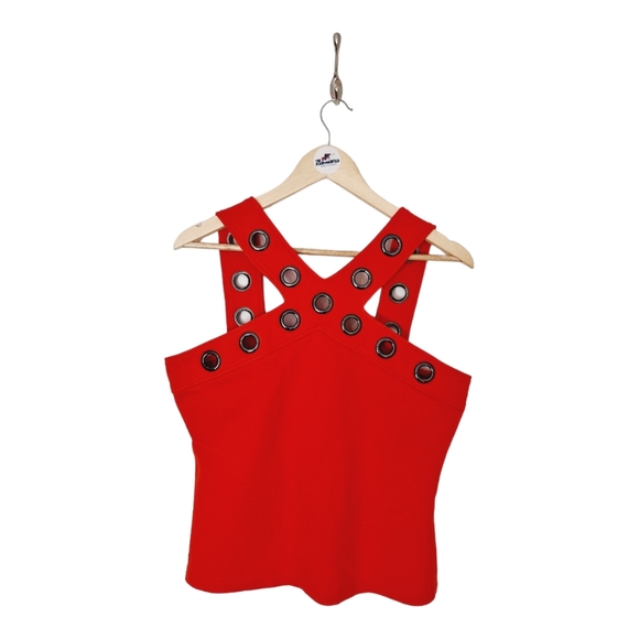 Karen Millen Tops - Karen Millen Ponte Eyelet Halter Top